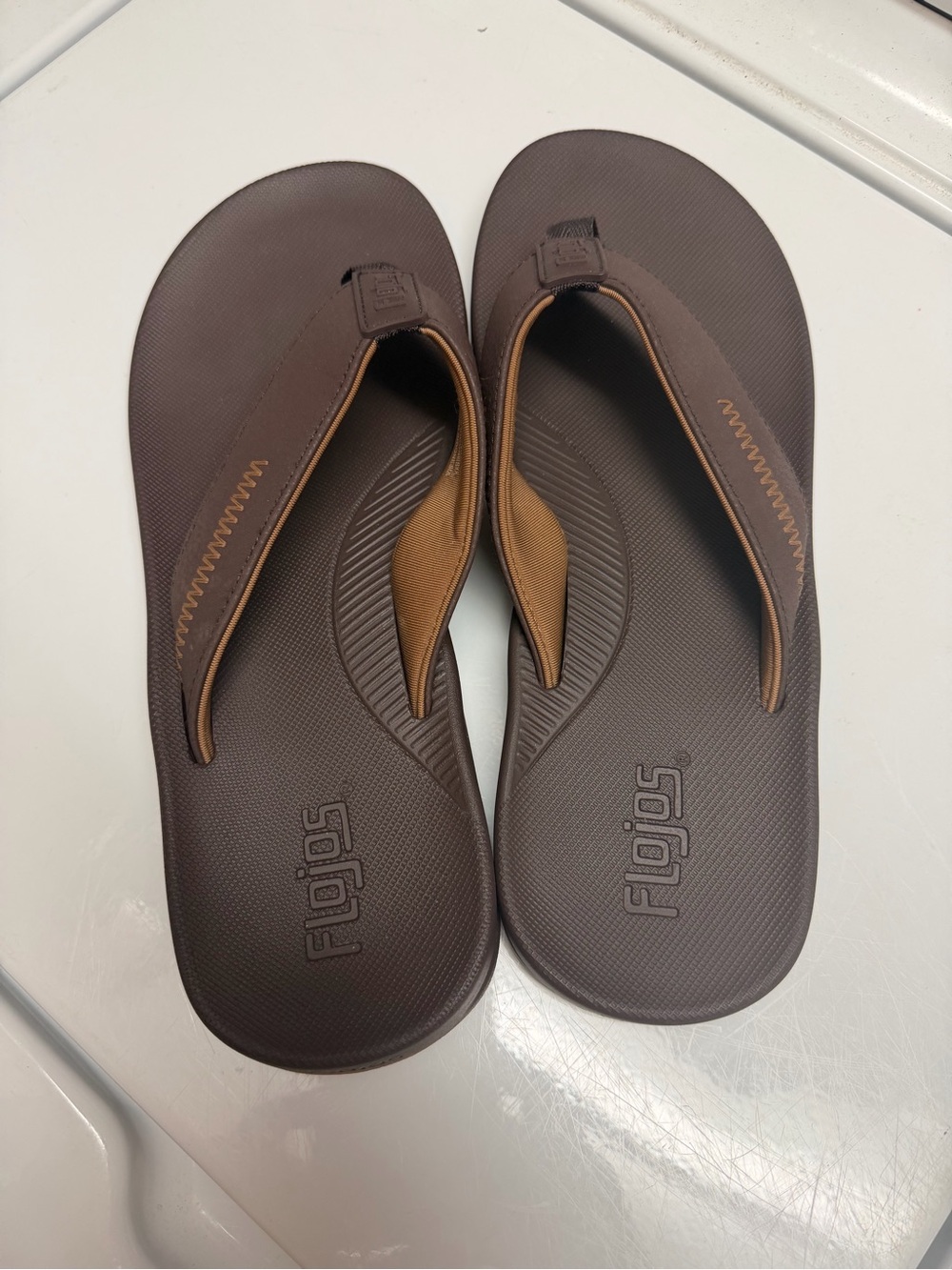 Flojos Men’s Dark Brown Flip-Flop Sandals with Tan Accents